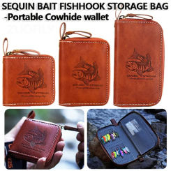 Fly Fishing Sequin Bait Lures Fishhook Storage Bag Fly Dryer Flies Felt Cowhide Wallet Fishermen Hook Wallet Stream Bait Tackle