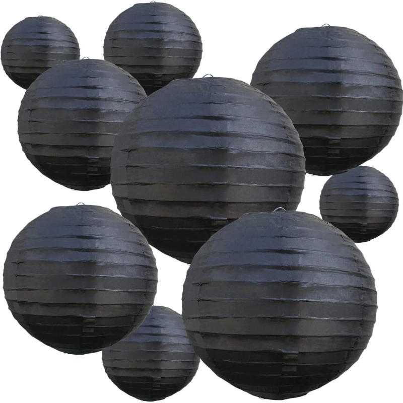 Description Picture 4 of item12 pcs black orange white purple 4inch paper lanterns without electricity Halloween theme decorations
