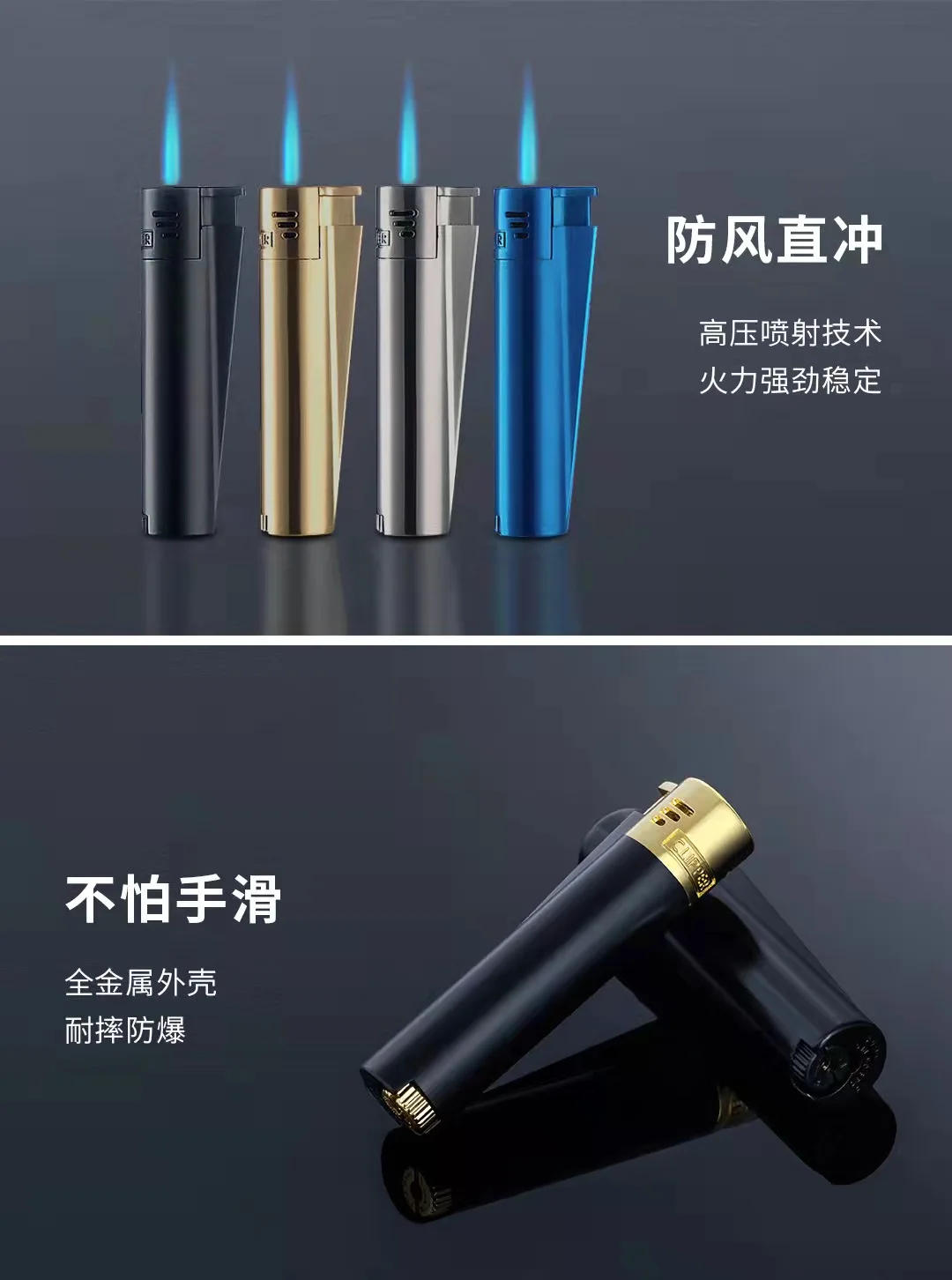 Description Picture 6 of itemSpain Original CLIPPER Metal Grinding Wheel Butane Gas Lighter Jet Torch Cigar Smoking Accessories Gadgets For Men Gifts