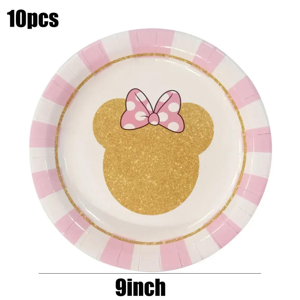 Description Picture 5 of itemMINISO Minnie Mouse Pink Girl 1st Happy Birthday Party Disposable Tableware Paper Plate Cup Banner for Kid Favor Supplies