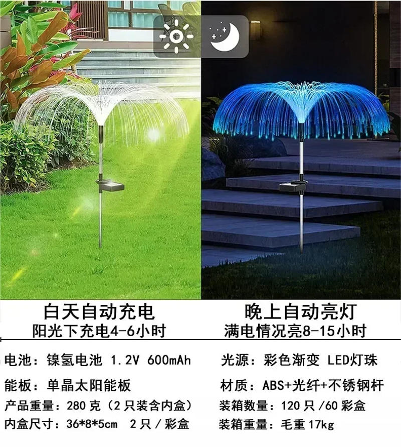 Description Picture 5 of itemsolar jellyfish lamp, waterproof 7 color gradient single and double jellyfish solar garden lamp garden decorative garden light