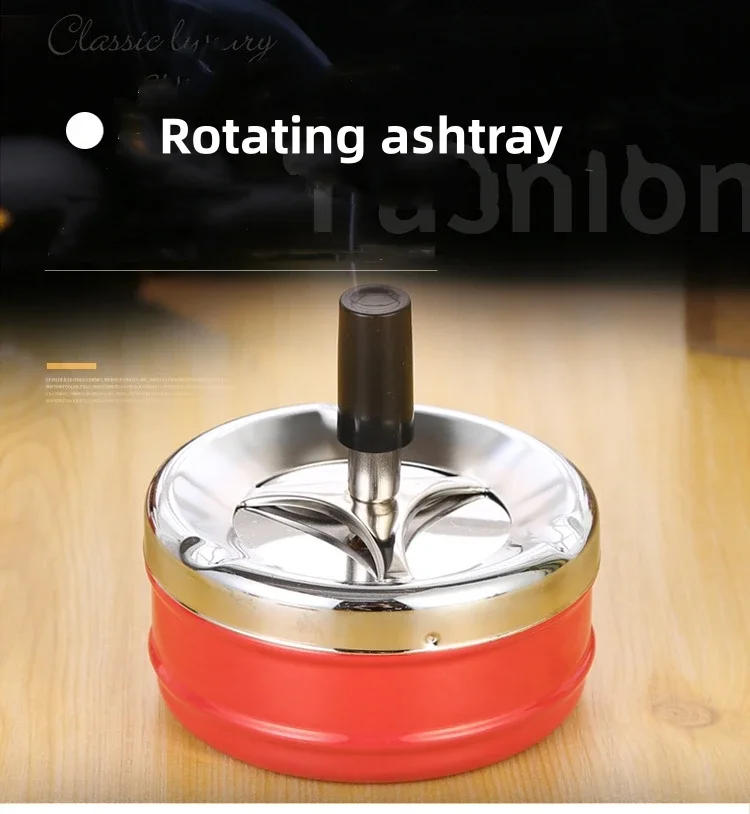 Description Picture 2 of itemWindproof Round Rotating Self-Clearing Smokeless Smoker with Lid Ashtray Office for Men Cigar Portable Ashtray 9.5*9cm