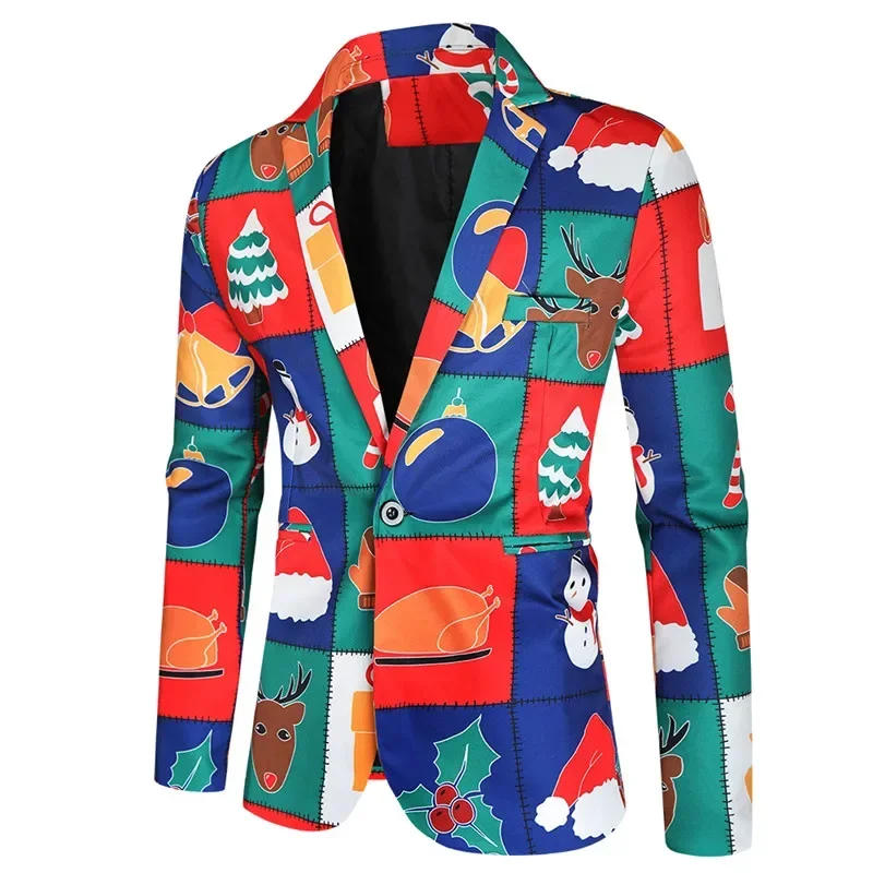 Description Picture 5 of itemNew Men's Fashion Suit Party Coat Casual Slim Fit Blazer Buttons 3D Floral Print Painting Blazers Jacket Men S-4XL