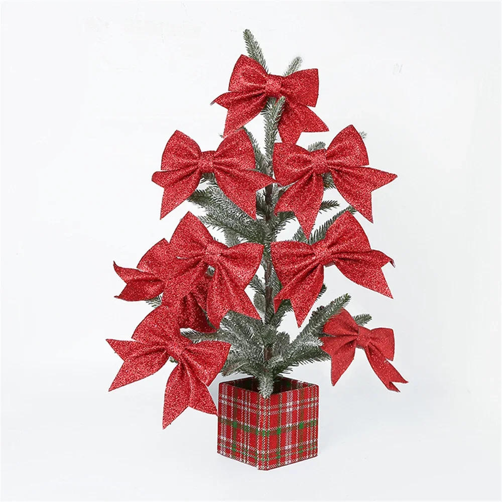 Description Picture 6 of item5pcs 14cm Sparkling Christmas Bow Decoration Xmas Tree Pendant Ornaments Home Christmas New Year Party DIY Bows Decorations
