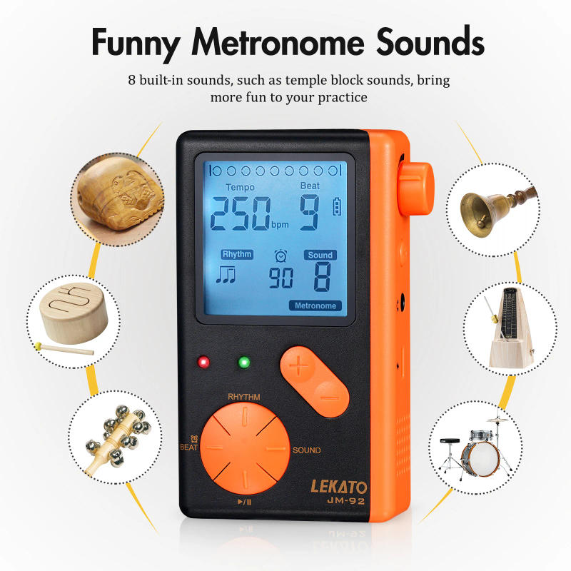 Description Picture 3 of item2-in-1 Pocket LEKATO Electronic Digital Metronome for Piano Guitar Drum Ukulele Practice with Timer 8 Beat Tones Tone Generator