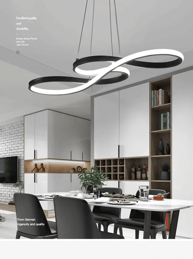 Description Picture 2 of itemModern Simple Minimalist White Led Chandelier Ceiling Chandelier Nordic Living Room Bedroom Study Lighting Hotel Decorative Lamp