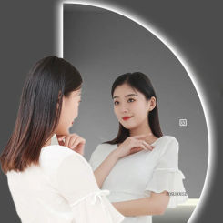 Semicircular Smart Bath Mirrors Led Touch Screen Mirrors Wall-mounted Lighted Bathroom Mirror Special-shaped Decorative Mirror A