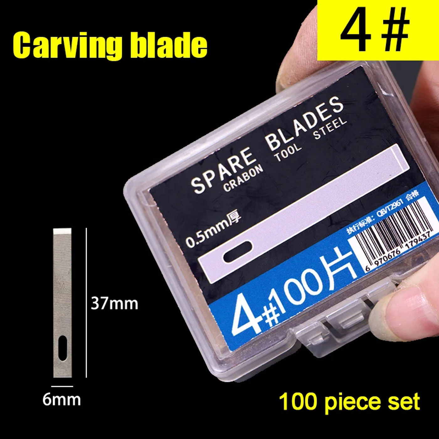 Description Picture 2 of item100Pcs 4# Metal Scalpel Knife Engraving Knife Blades DIY Wood Carving Knife Blade Replacement Surgical Sculpture Cutting Tool