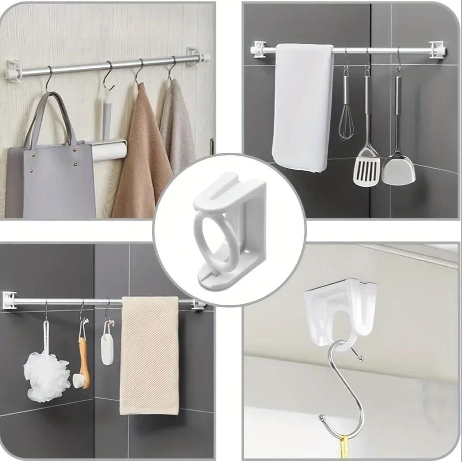 Description Picture 4 of itemRotating Hanging Ring Curtain Rod Telescopic Rod Fixed Bracket Kitchen Bathroom Multi-functional Storage Punch-free Hook
