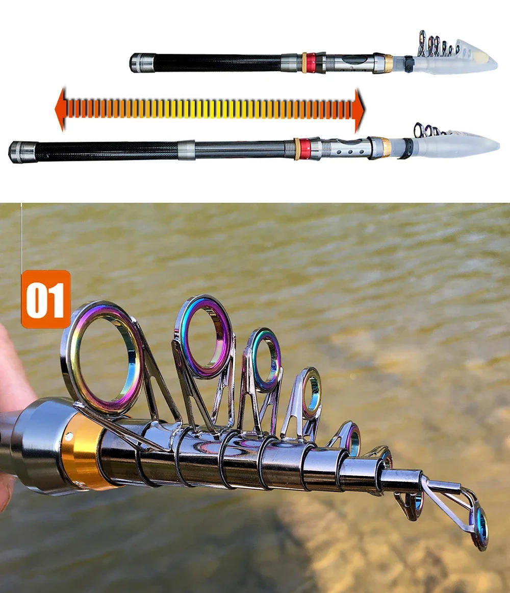 Description Picture 4 of item1.8-3.6m Telescopic Spinning Fishing Rod Reel Combo Carbon Fiber Fishing Pole Spinning Reel With PE Line Kit Max 3-8kg Pesca