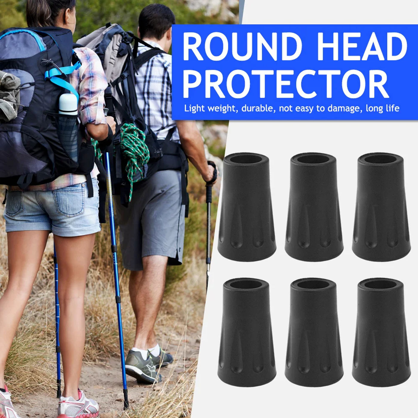 Description Picture 5 of item6/12pcs Non-slip Trekking Sticks Protector Cap Tip Walking Stick Bottom Pads Cover Buffer Lightweight for Climbing Hiking