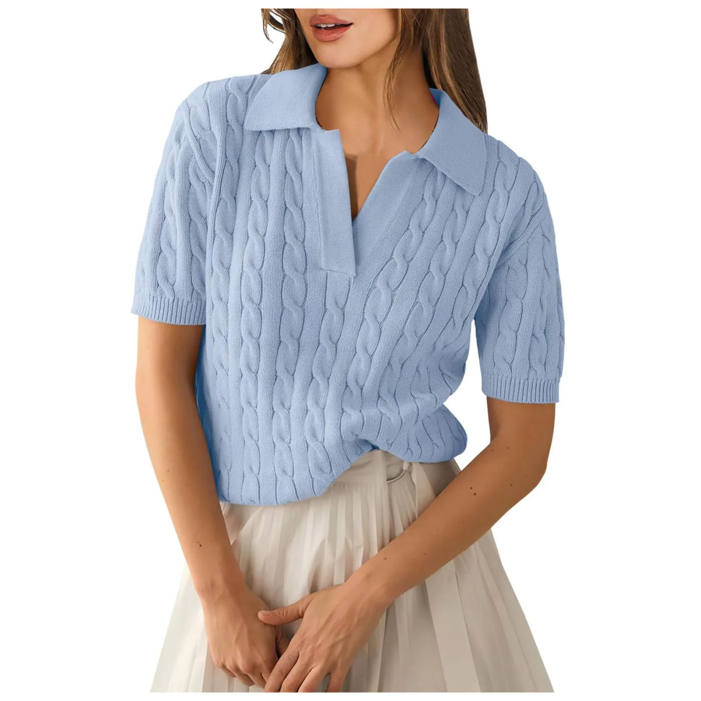 Description Picture 3 of itemVest Sweater Womens Short Sleeve Sweaters Tops V Neck Knit Casual Soft Pullover Shirts 2024 Summer Maternity Sweater Vest