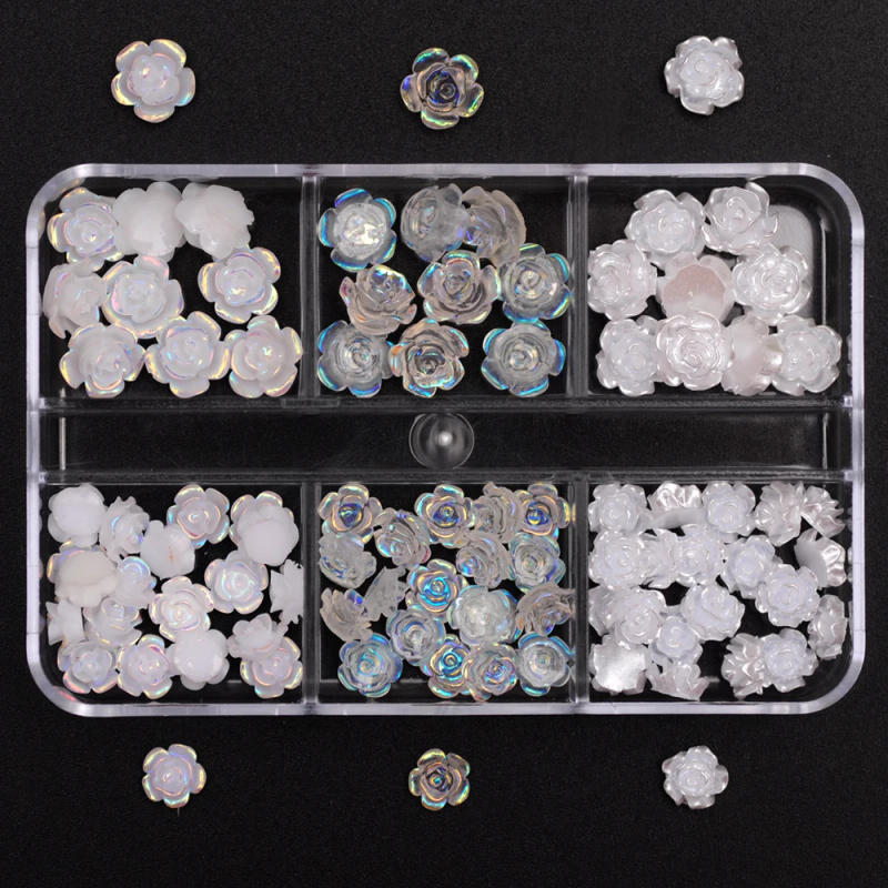 Description Picture 4 of item3D White Aurora Camellia Nail Art Charms Rhinestones 90PCS Jewelry Acrylic Resin Decorations DIY Crafts Flowers Manicure Design