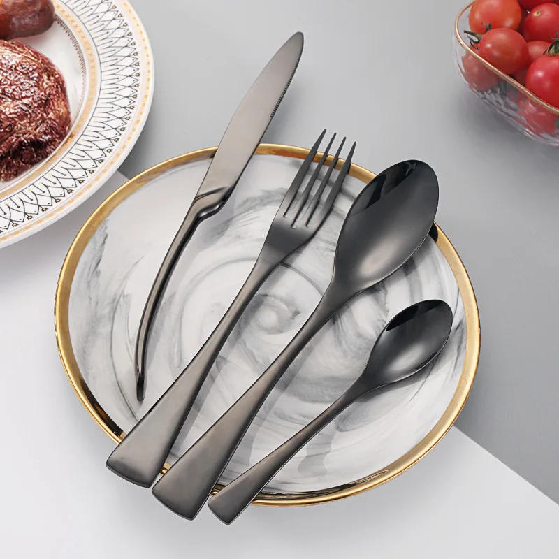 Description Picture 5 of item4pcs Black Cutlery Stainless Steel Fork Knife Dinnerware Set Western Tableware Set