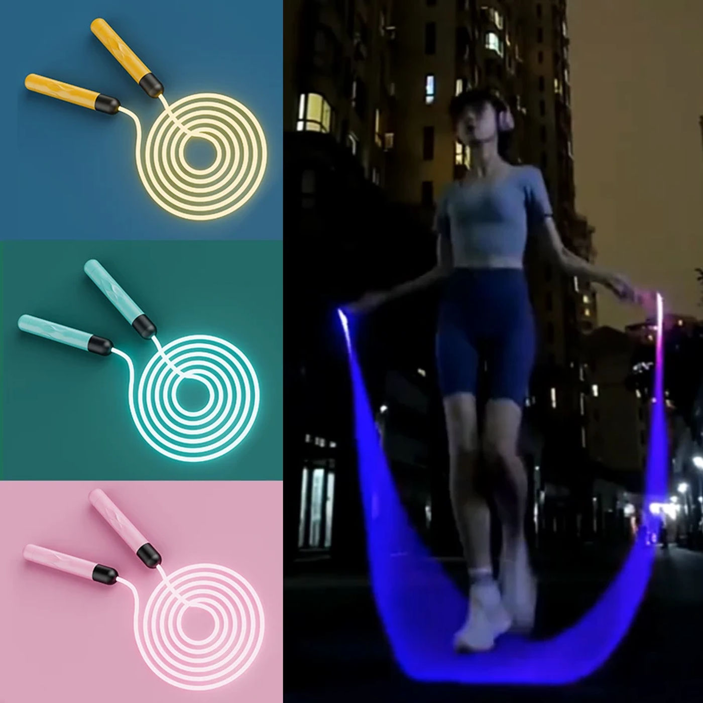Description Picture 6 of itemFitness Adjustable Night Glowing Skip Rope Exercise LED Jump Ropes Light Up Outdoor Supplies Portable Training Sports Equipment
