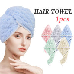 1pc Microfiber Hair Towel With Button, Soft Hair Drying Cap, Absorbent Hair Drying Towel Turban For Women, Bathroom Supplies