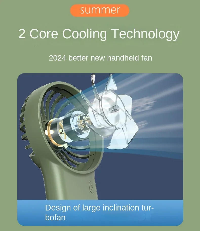 Description Picture 5 of itemCooling Electric Fan 3 Wind Speed Portable Pocket Fan For Travel Indoor Outdoor Usb Desktop Rechargeable Handheld Fan with Hook