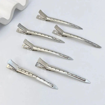 Rustproof Metal Duck Bill Clips for Hair Styling and Coloring - Silvery