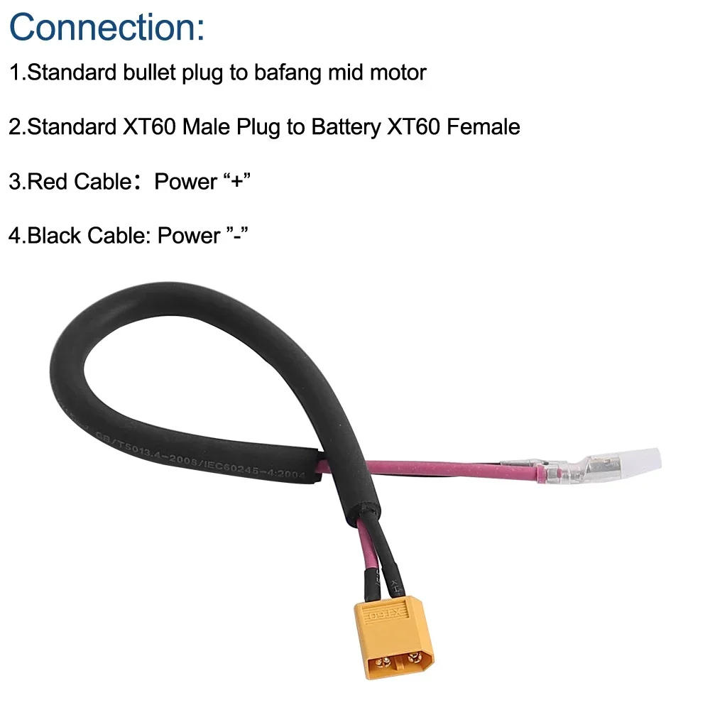 Description Picture 6 of itemBattery Connector Cables Power Cables XT60 Connector Cable Center Drive Motor for BAFANG BBSHD BBS01B BBS02B Electric Bicycle