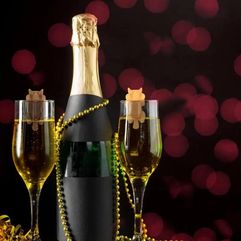 Description Picture 5 of item6Pcs/set Kitten Wine Cup Recognizer Portable Hanging Meow Wine Glass Markers Tools Kitchen Silicone Cat Clip Labeling Supplies