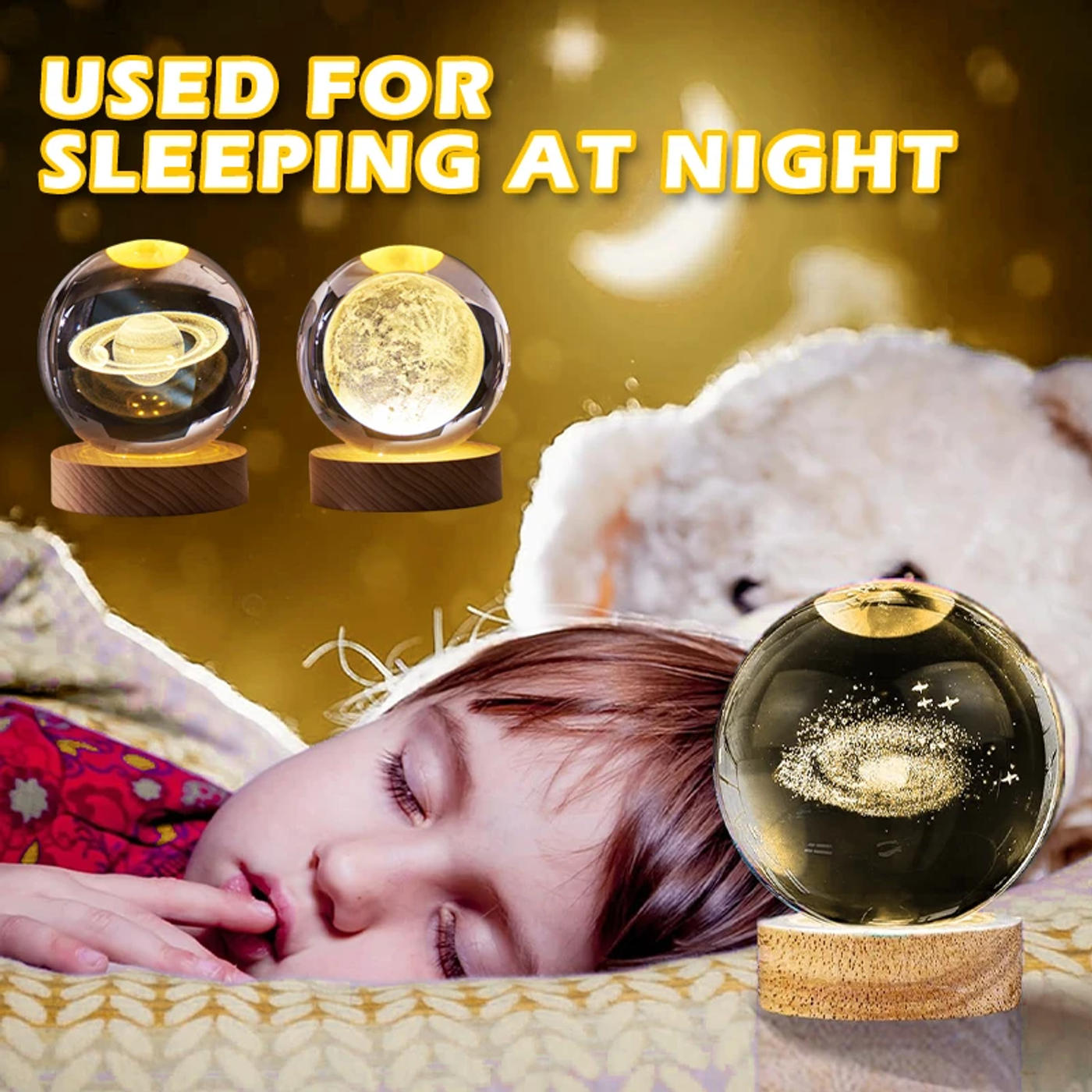 Description Picture 4 of itemUSB Night Light Crystal Ball LED Galaxy Children Night Lamp 3D Moon Planet Galaxy Astronaut Decor for Home Table Lamp Party Toys