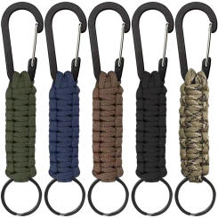Paracord Keychain Carabiner Clip Military Braided Cord Rope Lanyard Emergency Knot Outdoor Survival Tools For Keys/Men/Women