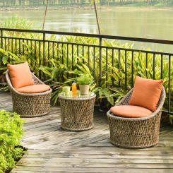 Nordic Outdoor Patio Garden Furniture Sets home Balcony Rattan Table and Chairs Set Small Apartment Villa Leisure rattan chair Z