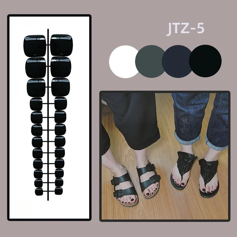 Description Picture 4 of item24 Pcs/Strips Removable Toe Nails Fake Glossy Toenail Solid Color Simple Press on Nails Wearable False Nail Art Without Glue