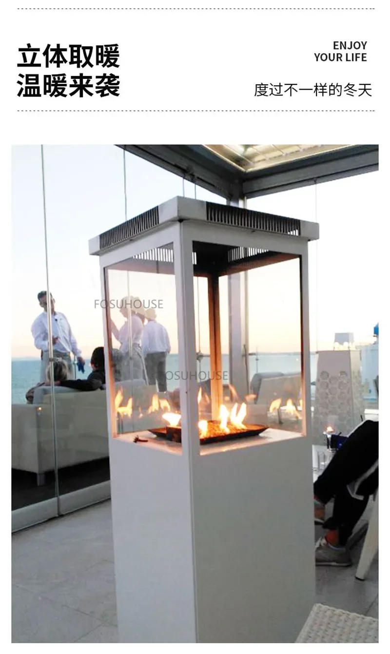 Description Picture 5 of itemModern Glass Heaters  Garden Supplie Outdoor Heating Stoves  Luxury Commercial Indoor Dining Room Real Fire Fireplace h