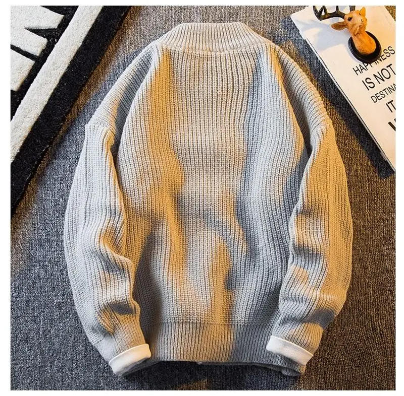 Description Picture 5 of itemAutumn Winter Thickened Solid Knitted Cardigan Jackets Men Retro Loose Casual High Street Cardigans Men Tops Male Clothes