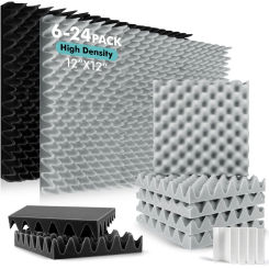 Home Decoration Sponge 6/12/24 Pcs Acoustic Sound Absorbing Panels Self Adhesive Egg Crate Soundproofing Pad Home Wall Decor