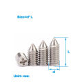 304 Stainless Steel Cross Pointed Head Fixing Screw / Headless Bolt M2M2.5M3M4