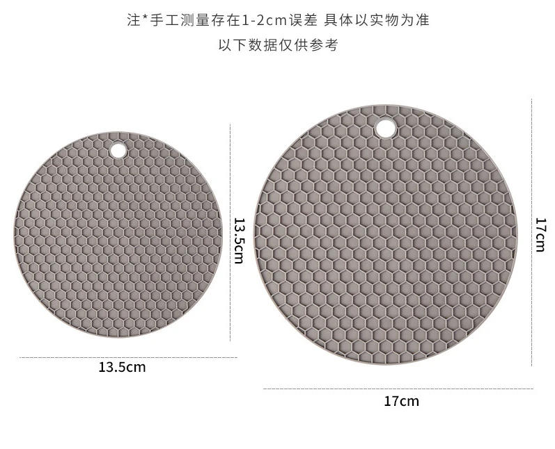 Description Picture 2 of itemRound Silicone Table Mat Extra Thick Placemat Open Cans Honeycomb Hot Pad Coffee Cup Coaster Creative Kitchen Pot Holder S/L