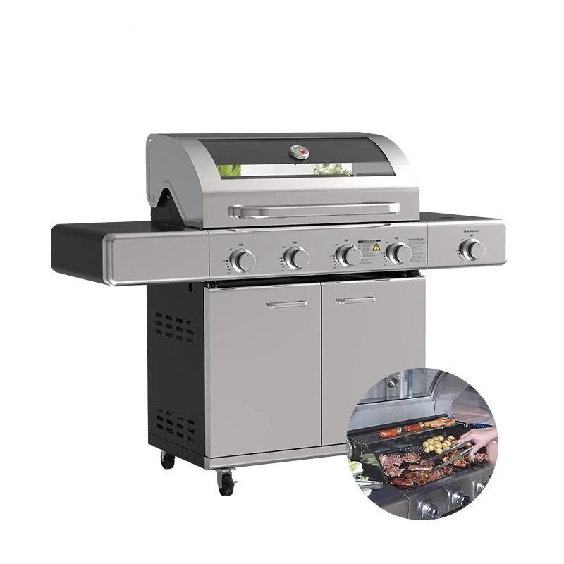Description Picture 3 of itemHot Sale Professional Silver Outdoor Baking Oven Barbecue A Bbq Gas Grill With Trolley Rotisserie