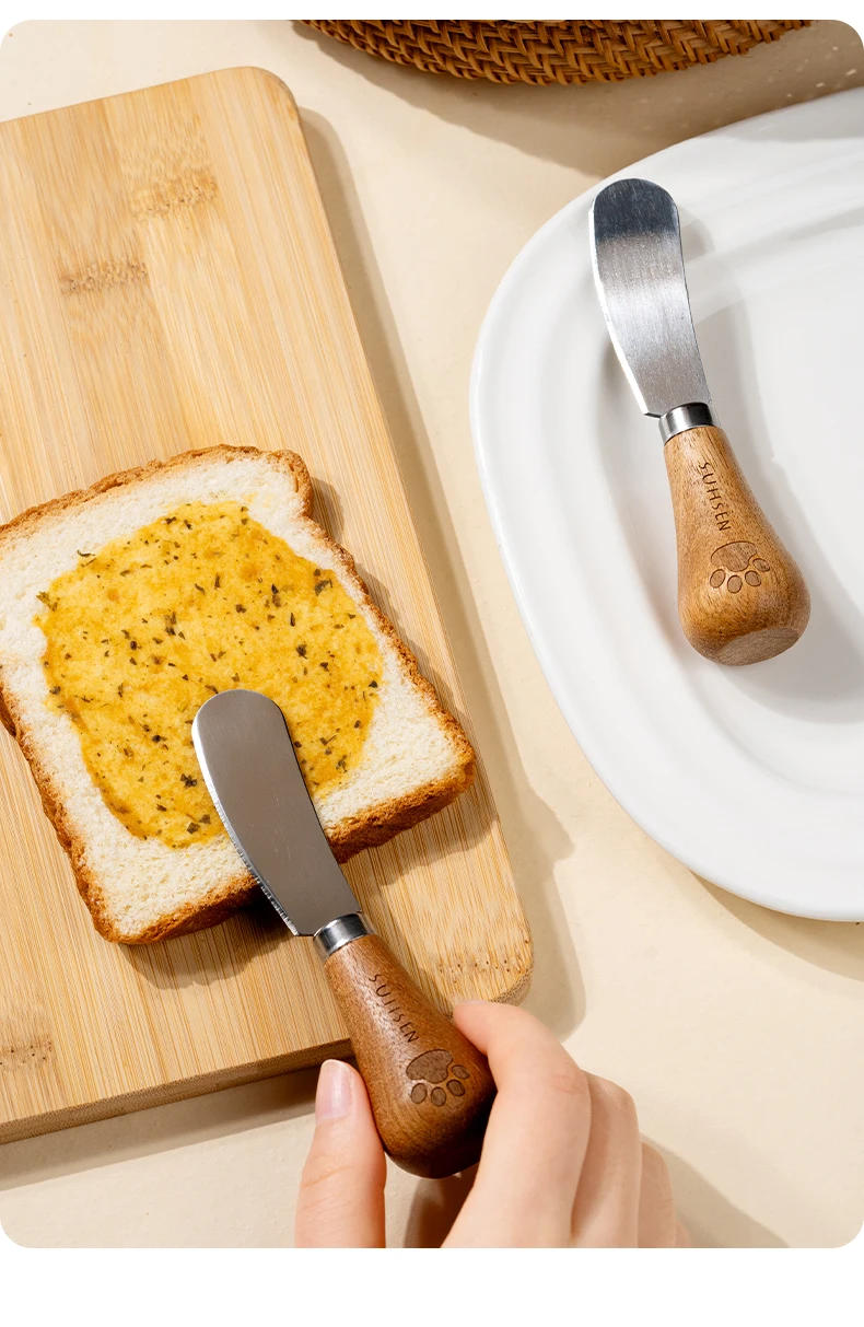 Description Picture 5 of itemZackoo Multipurpose Butter Knife with Wood Handle Stainless Steel Toast Spreader for Dessert Jam Cream Cheese Cutter Baking Tool