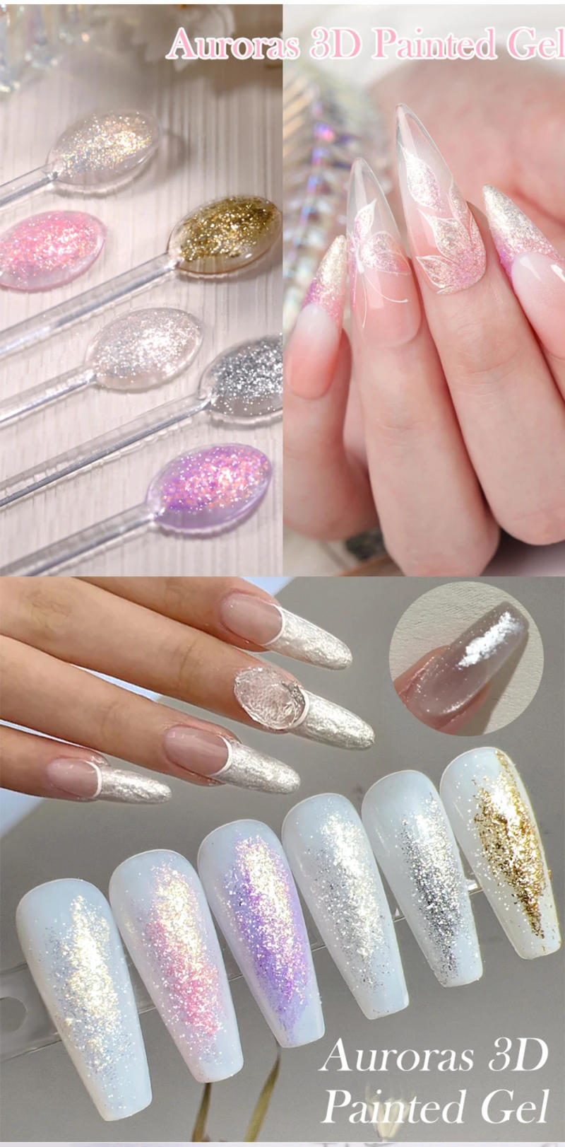 Description Picture 3 of itemBORN PRETTY 5ml Auroras 3D Painting Gel Nail Polish Spaking Glitter Super Shining Soak Off UV LED Nail Art Varnish Manicure