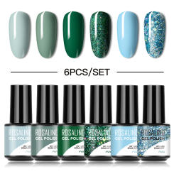 ROSALIND 6PCS Multi Bottle Type Nail Gel Polish Set UV Lamp Semi Permanent Varnishes Soak Off Base Top Coat Nail Art Kit