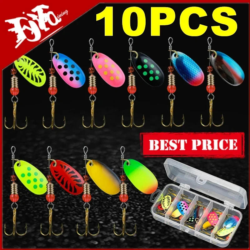 Description Picture 2 of item10PCS Fishing Lure Metal Spoon Spinner Spoonbait Crankbaits Fishing Wobblers Pike Crochet Kit Artificial Bait with Tackle Boxes