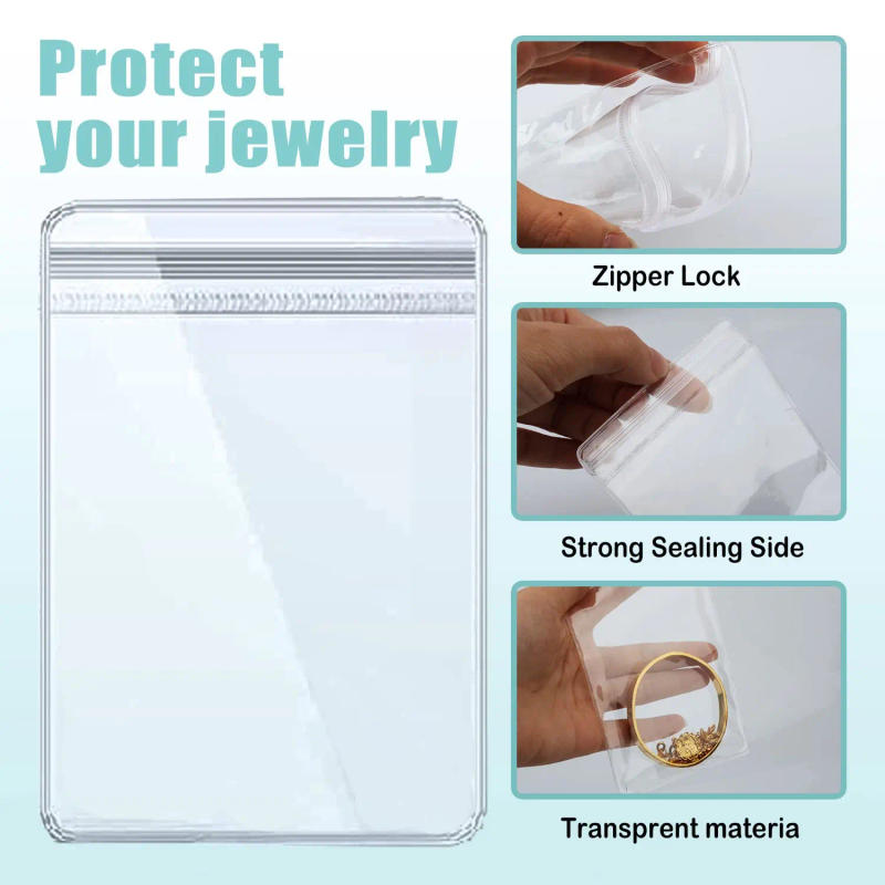 Description Picture 3 of itemJewelry Small Self-Sealing Plastic Zip Clear PVC Storage Bags for Storing Bracelets Rings Earrings Organizer (100PCS)