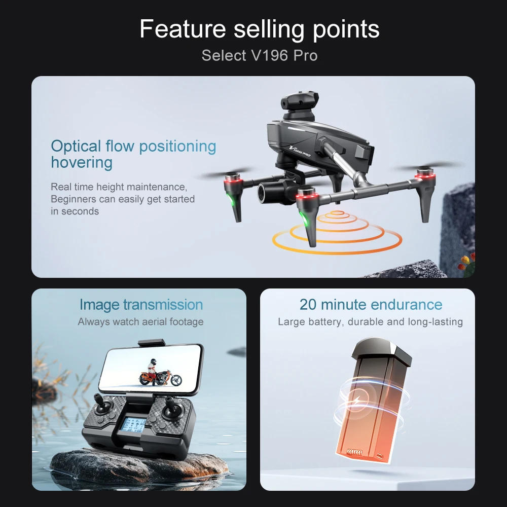 Description Picture 5 of itemFor Iconic Brand New V196 Drone GPS with 8k professional With Wide Angle HD camera Obstacle Avoidance Optical flow Foldable Quadcopter