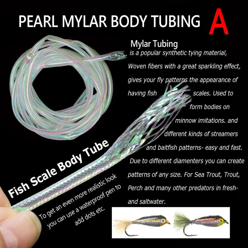 Description Picture 5 of itemBimoo 2M Pearl White Fish Scale Body Tube Minnow Fly Rib Body Maylor Tube Flash Braided Tubes Bait Fish Fly Tying Materials
