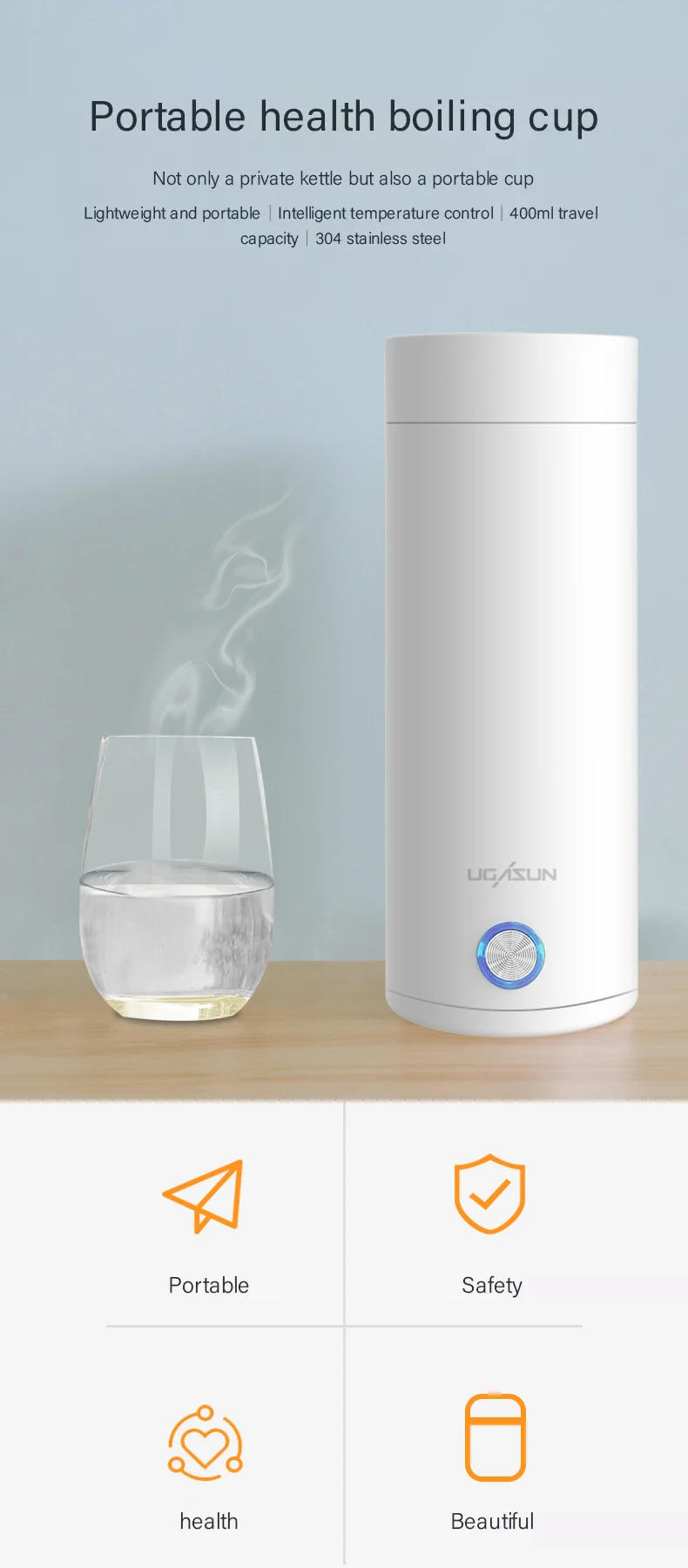 Description Picture 2 of itemMulti-function Vacuum Thermos Coffee Cup Charging Boiler Mini Travel Portable Water Bottle Sport Kettle Electric Kettle