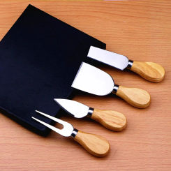 4pcs/set Wood Handle Sets  Bard Set Oak Bamboo Cheese Cutter Knife Slicer Kit Kitchen Cheedse  Useful Cooking Tools