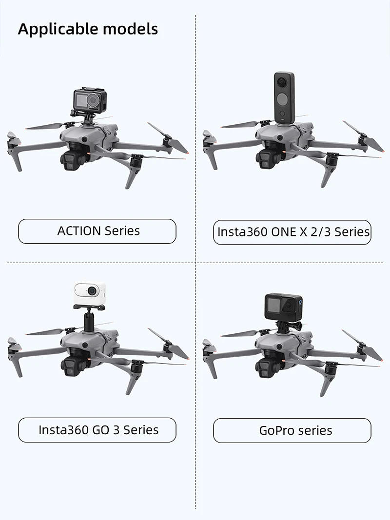 Description Picture 5 of itemTop Extension Holder Camera Bracket Mount Kit for DJI Air 3/Air 3s for GOPRO /Action 4/Insta360 GO 3 3S Series Drone Accessories