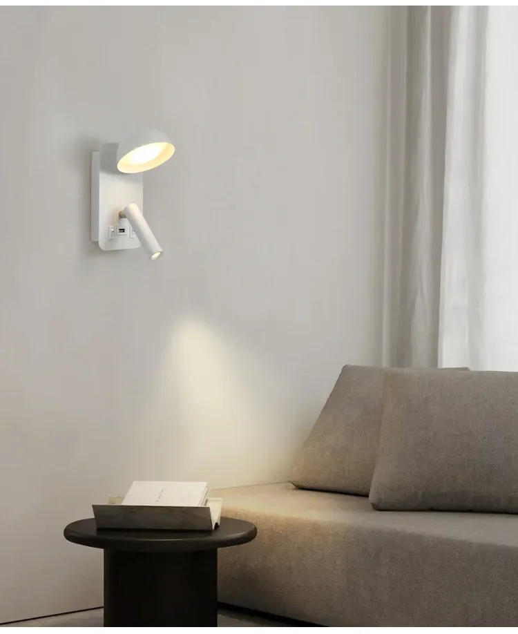 Description Picture 5 of itemModern Wall Lamp Rotable Nordic Simple Stylish Led Lights Indoor Bedside Lamps for Home Decoration USB Charging Wall Sconce