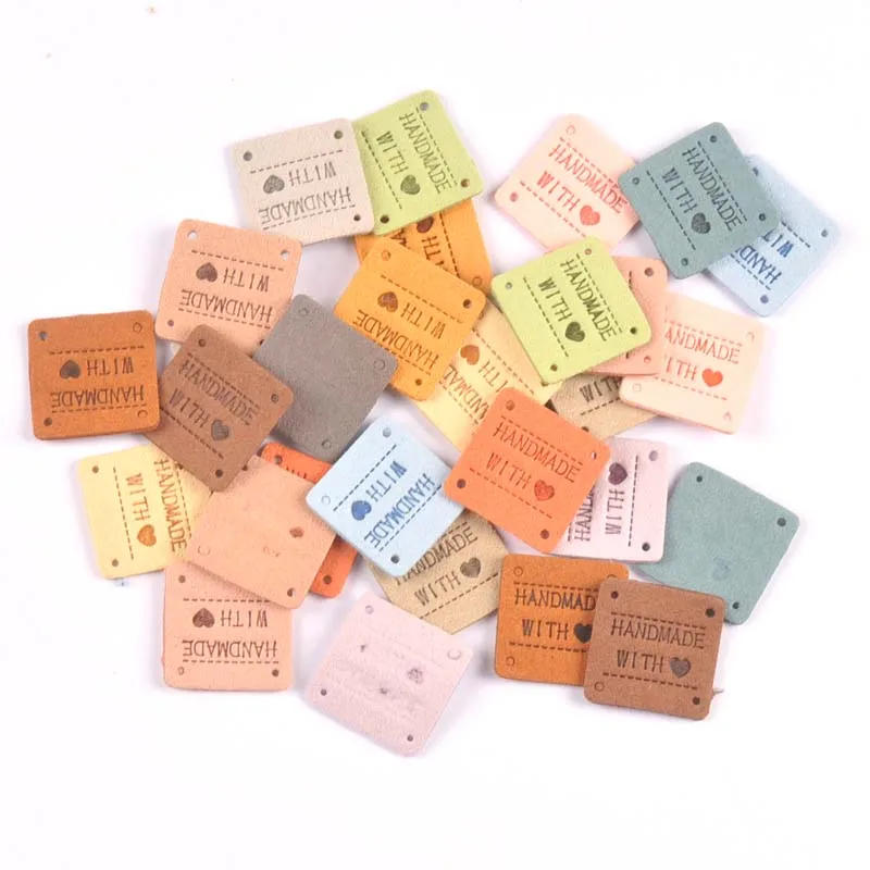 Description Picture 2 of item20Pcs 2.5cm Square PU Cloth Handmade Embossed Tags DIY Flag Label For Garment Sewing Accessories cp3437