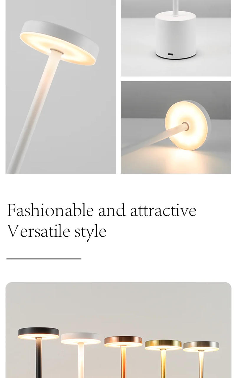 Description Picture 4 of itemUSB Rechargeable LED Touch Sensor Desk Lamp Three Color Metal Table Lamp Bedroom Dining Bar Hotel Decor Atmosphere Night Light