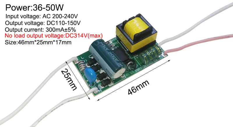 Description Picture 5 of itemLED Non-Isolated Constant Current 8W 18W 25W 36W 50W LED Driver 300mA Transformer power supply module AC to DC Converter