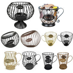 Large Coffee Capsule Storage Basket Coffee Cup Basket Vintage Coffee Pod Organizer Holder Stand Container For Home Cafe Hotel