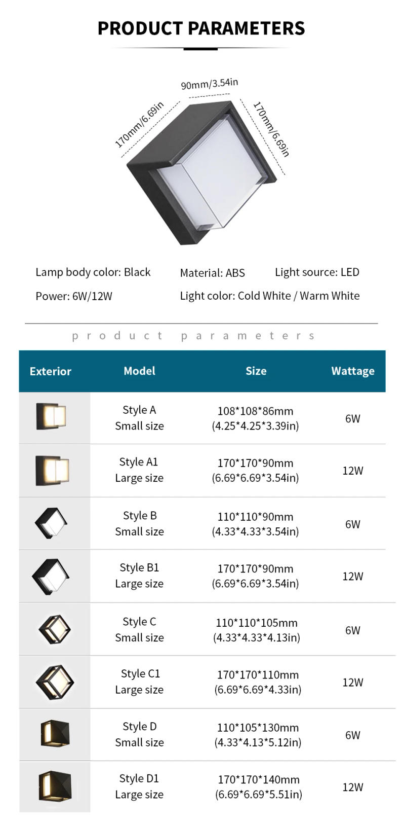 Description Picture 5 of itemLED Wall Light With Motion Sensor AC85-265V 6W 12W Light LED Spotlight For Outdoor Indoor Lighting Garden Decoration Light Focus